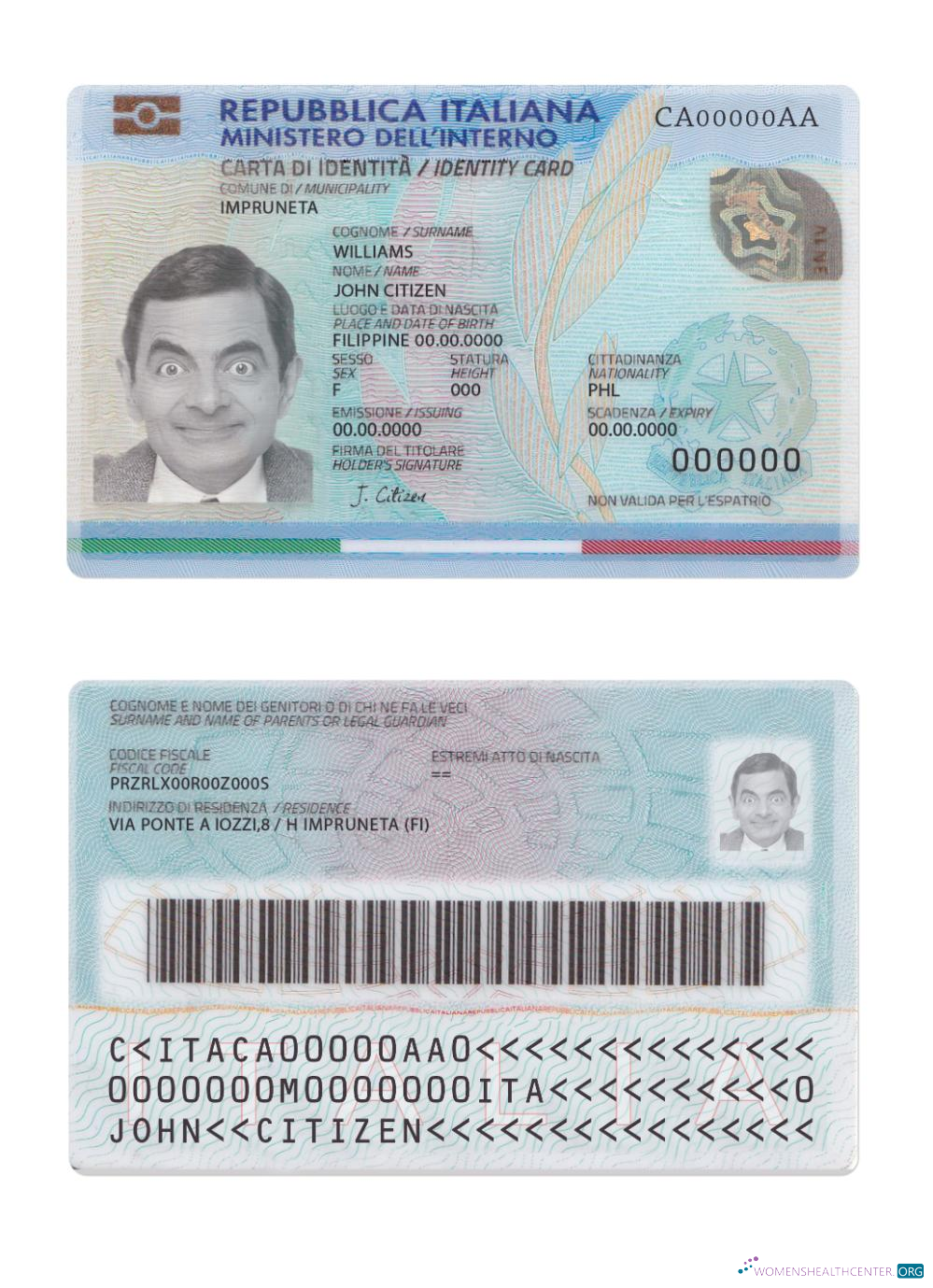 Download Italy ID (2016 – present) version 2 Photoshop template